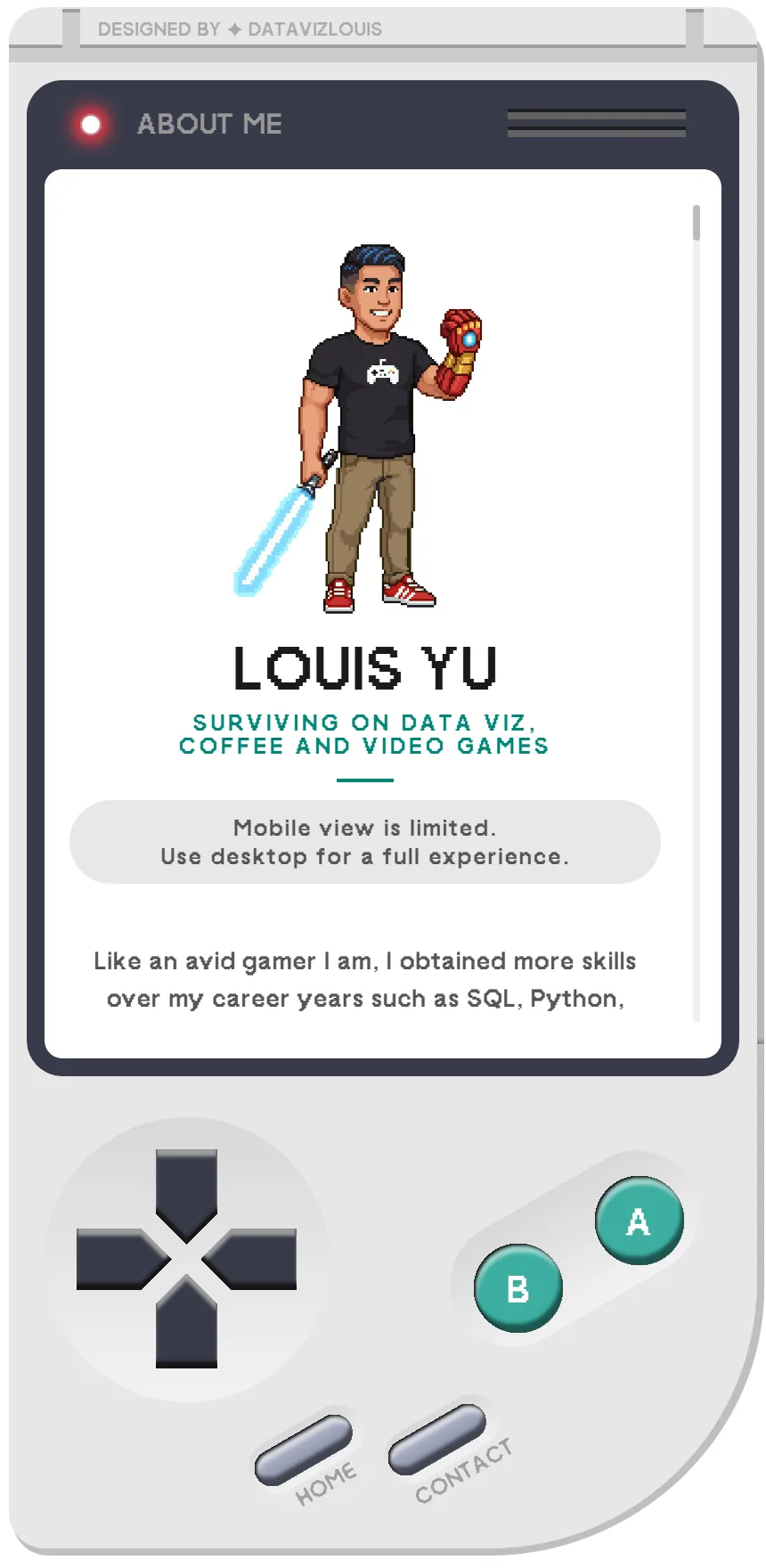 The same page on a phone: the Game Boy.